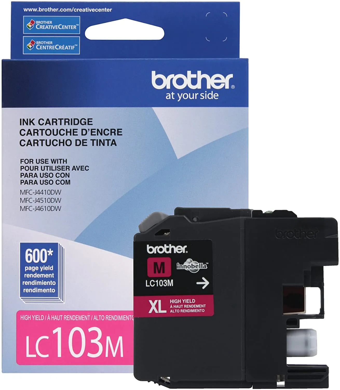 Brother Genuine High-Yield Magenta Ink Cartridge, 600 Pages - LC103M
